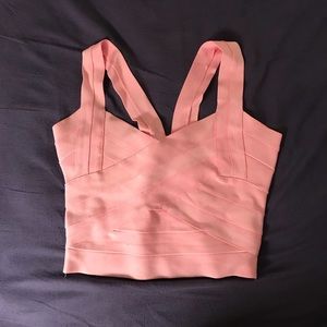 Pink Spandex Nylon Tank Top Crop Top